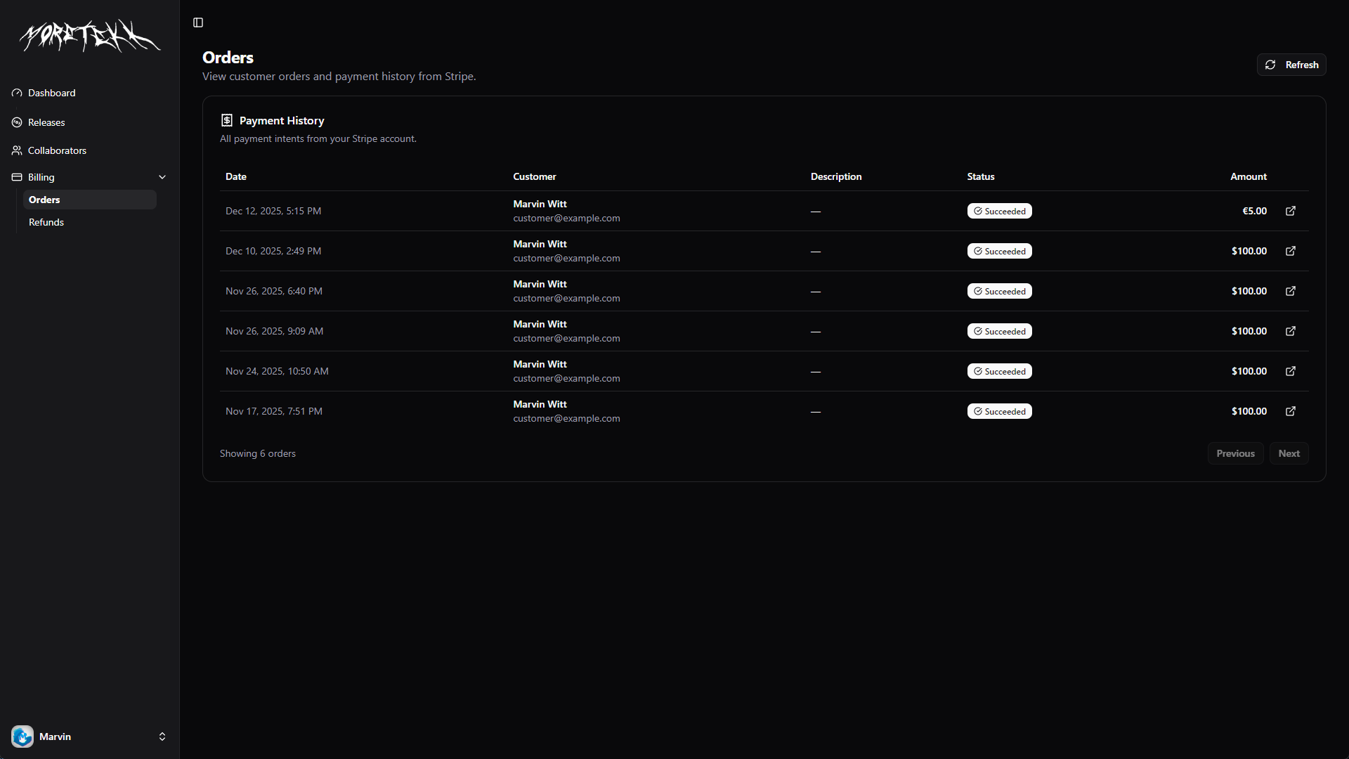 Order Management Interface